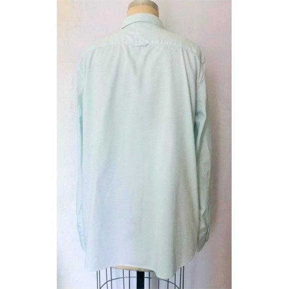 GAP AQUA BLUE WHITE STRIPE FITTED BOYFRIEND LONG SLEEVE SHIRT XL NWT - Picture 7 of 8